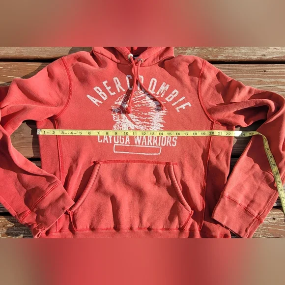 Y2K VINTAGE ABERCROMBIE & FITCH CAYUGA WARRIORS PULLOVER HOODIE RED - Picture 3 of 5